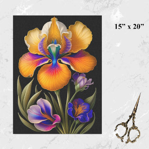 Floral Yellow Blue Botanical Illustratie Tissuepapier