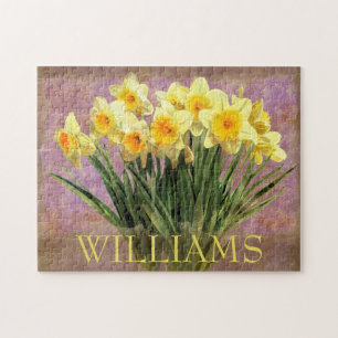 Floral Yellow Daffodil Spring Flowers Monogram Legpuzzel