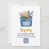 Floral Yellow Denim Pocket Baby In Bloom Shower Kaart (Achterkant)