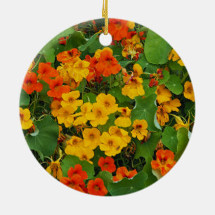 Floral Yellow en Oranje Nasturtiums Foto Keramisch Ornament