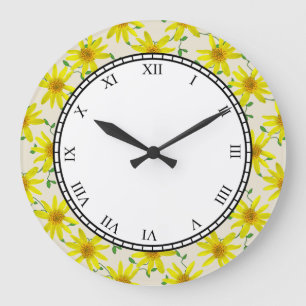 Floral Yellow Garden Flowers Roman Digits Grote Klok
