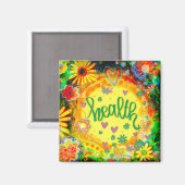  Floral Yellow Inspirerende Inspirivity Magnet Magneet (Voorkant / Achterkant)