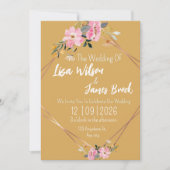 Floral yellow Rustic Wedding Kaart (Voorkant)