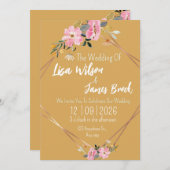 Floral yellow Rustic Wedding Kaart (Voorkant / Achterkant)