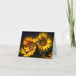 Floral Yellow Sunflower Flowers - Hallo, Love Bedankkaart