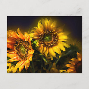 Floral Yellow Sunflower Flowers, Love, Dankuwel Briefkaart