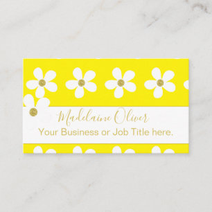 Floral Yellow White Daisy Gold Professional Visitekaartje