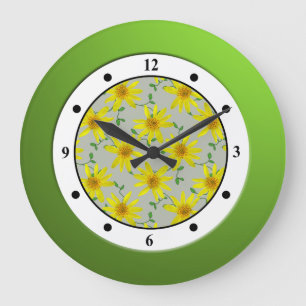 Floral Yellow Wildflower Modern Digits Grote Klok
