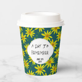 Floral Yellow Willem om het even welke Tekst op om Papieren Bekers