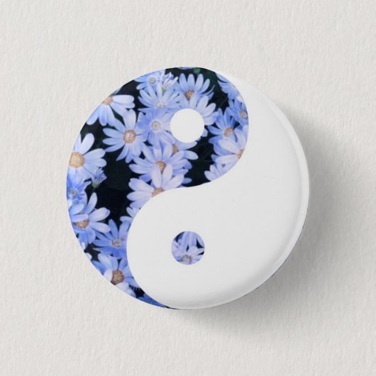 Floral Yin Yang Ronde Button 3,2 Cm (Voorkant)
