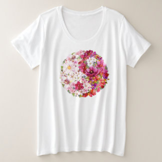 Floral Yin-Yang, Waterverf voor vrouwen plus Grote Maat T-shirt