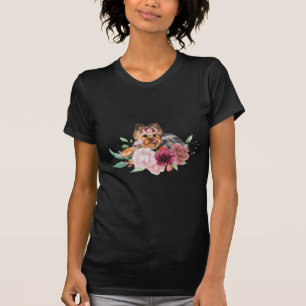 Floral Yorkshire Terrier T-shirt