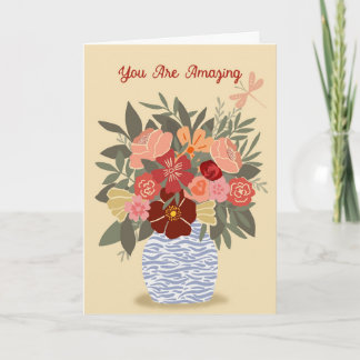 Floral "You Are Amazing" Folded Card - blank insid Kaart