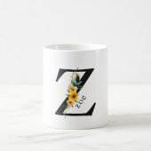 Floral Z Monogram Mok met bewerkbare naam (Center)