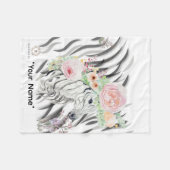 Floral Zebra Crown print Fleece Baby Blanket (Voorkant (Horizontaal))