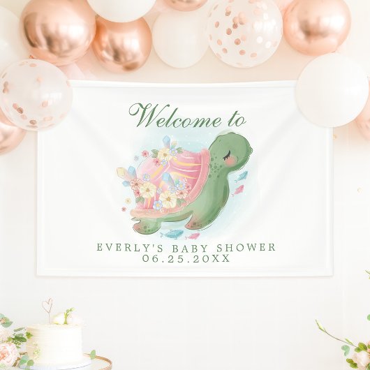 Floral Zee Turtle Baby shower Welkom Spandoek