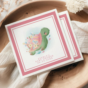 Floral Zee Turtle Cute Pink Baby shower Servet