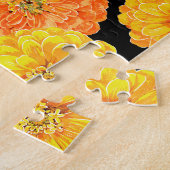 Floral Zinnia Summer Flowers Coral Paars Yellow Legpuzzel (Zijkant)