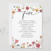 Floral Zitting Chart Kaart | Tabel 5 (Voorkant)