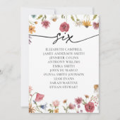 Floral Zitting Chart Kaart | Tabel 6 (Voorkant)