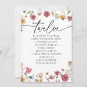 Floral Zitting Chart Kaart | Twaalf (Voorkant)