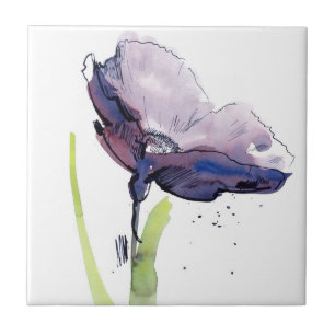 Floral zomerontwerp met abstracte handbeschilderd tegeltje