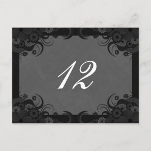 Floral Zwart en Grijs Receptie Tafelnummer Kaarten