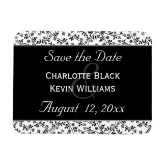Floral Zwart en Wit Save the Date Magnet Magneet