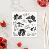 Floral, zwart en wit servet (Insitu)
