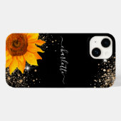 Floral zwart goud glitter monogram naam Case-Mate iPhone case (Achterkant (horizontaal))