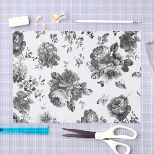 Floral, zwart-wit,  papier (Craft)