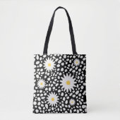 Floral Zwart-wit Pattern Canvas tas (Voorkant)