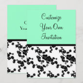 Floral, zwart-wit, seafoam kaart (Voorkant / Achterkant)