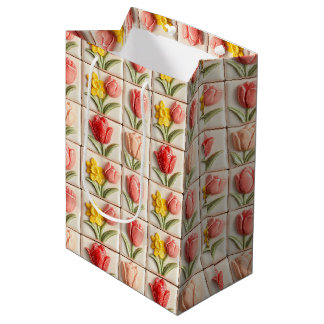 Florale 3D-Keramikfliesen 63/144 Mittlere Geschenk Medium Cadeauzakje