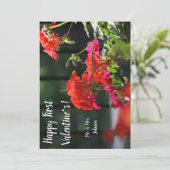 florale aanpasbare Valentijnsdag Bedankkaart (Staand voorkant)