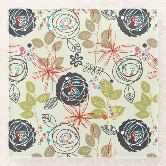 Florale achtergrond glazen onderzetter (Voorkant)