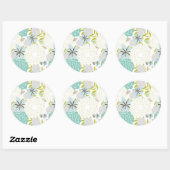 Florale achtergrond ronde sticker (Vel)