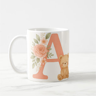 Florale alfabet A mok – Mopshond beginletter mok
