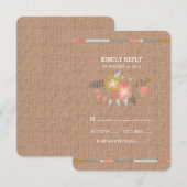 FLORALE ANTLERS | BURLAP WEDING RESPONSCARD RSVP KAARTJE (Voorkant / Achterkant)