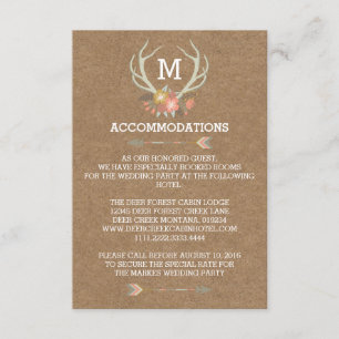 FLORALE ANTLERS   RUSTIC WEDDING ACCOMMODATION CAR INFORMATIEKAARTJE