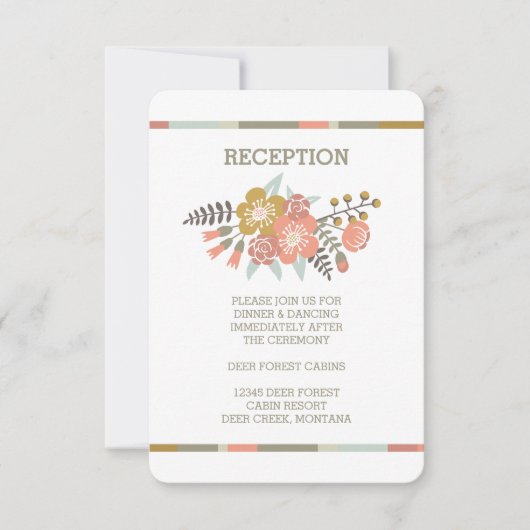 FLORALE ANTLERS | RUSTIC WEDDING RECEPT INVITE KAART (Voorkant)