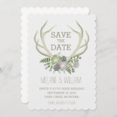 FLORALE ANTLERS | RUSTISCHE BESPARING DATUM SAVE THE DATE (Voorkant / Achterkant)