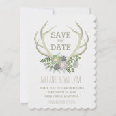 FLORALE ANTLERS | RUSTISCHE BESPARING DATUM SAVE THE DATE (Voorkant)