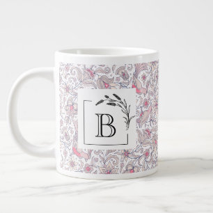 Florale Arabesk Monogram Jumbo Mok, Trouw Favoriet Extra Grote Beker