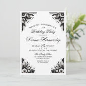 Florale Art Deco-feestuitnodiging Kaart (Staand voorkant)