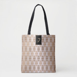 Florale barokstijl patroon. Monogram. Tote Bag