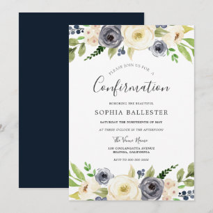 Florale bevestiging van Navy & White Champagne Kaart