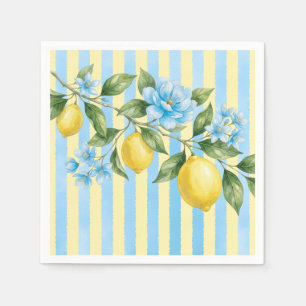 Florale Blauwe Citroen Hoofdknijp Bruiloftfeest Servet