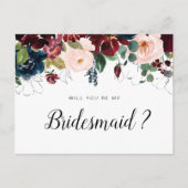 florale bordeaux serez-vous ma carte Bridesmaid (Devant)