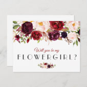 florale bordeaux serez-vous ma carte fleurie (Devant / Derrière)